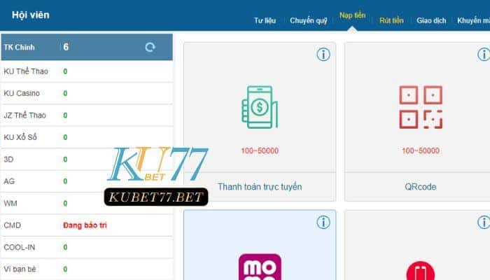 Cách đánh lô trên Kubet và nộp tiền